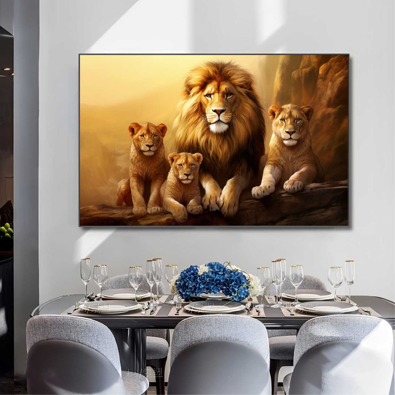 Quadro Decorativo Família de Leões 